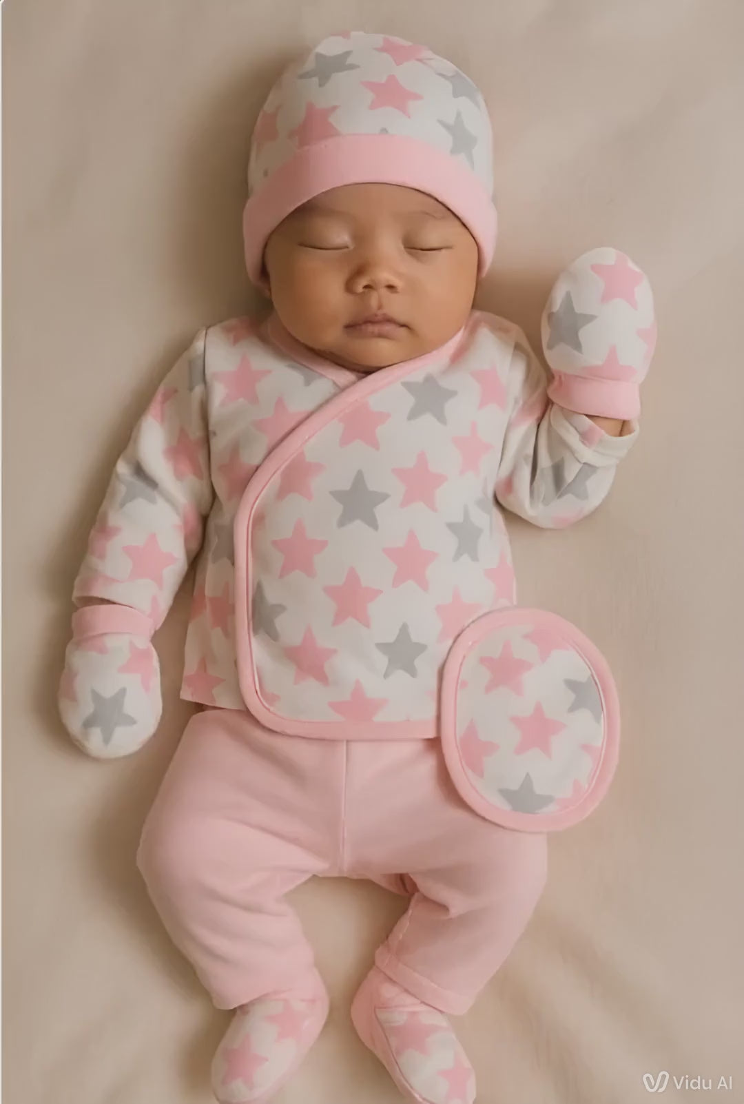 5-piece newborn cotton baby clothing set with star design – made in Turkey

