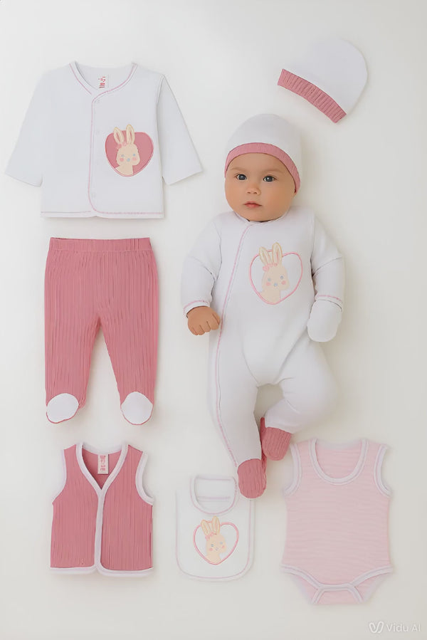Cotton 8-piece baby clothing set with bear design – newborn gift set 0–3 months

