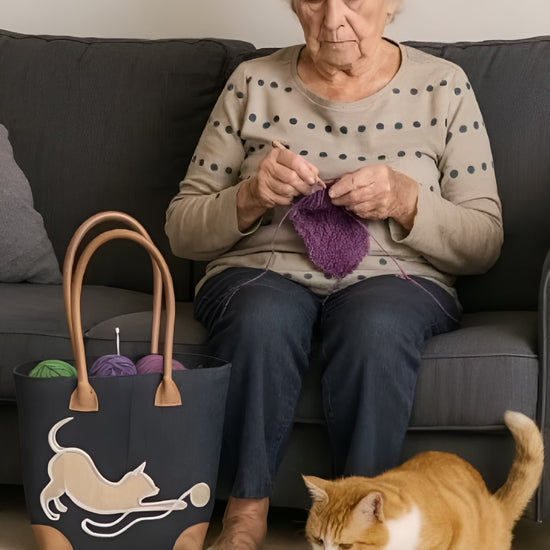 Medium Black Knitting Basket