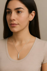 Stainless Steel Necklace with Cubic Zirconia Pendant