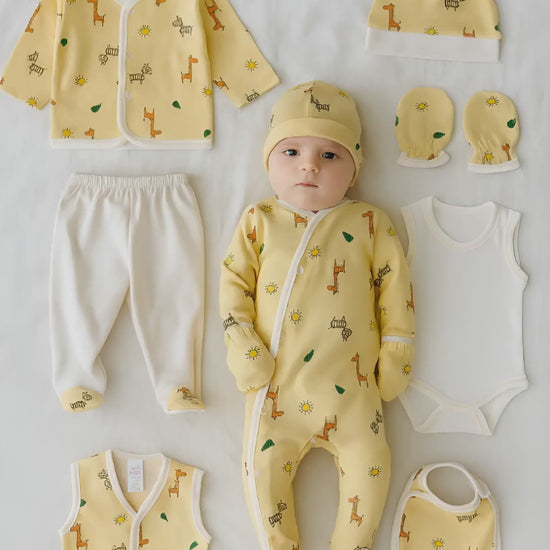 8-Piece Giraffe Newborn Gift Set-100% Cotton

