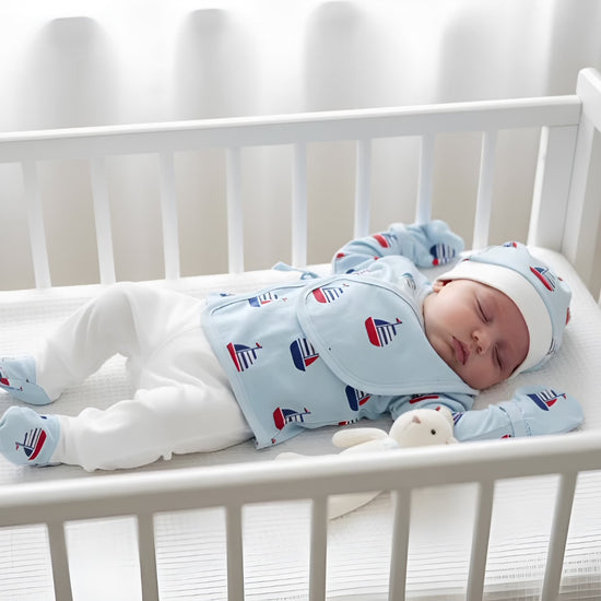5-Piece Newborn Baby Set  Cotton Boat Print Outfit