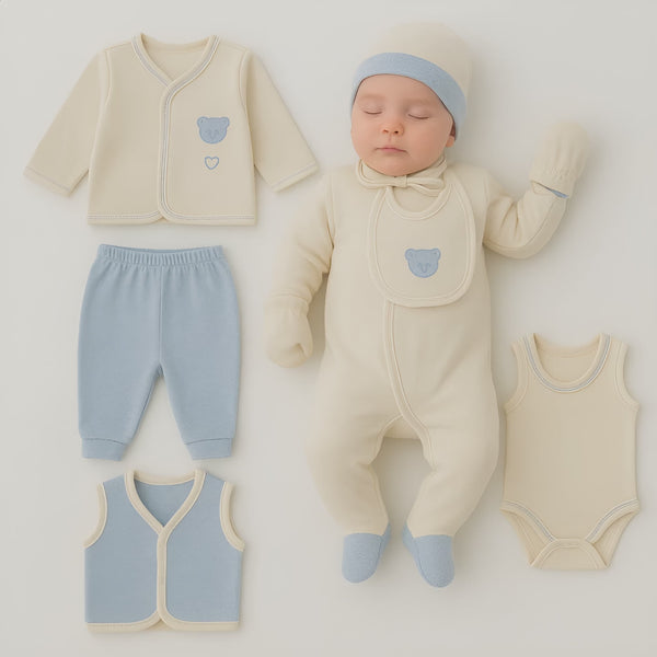 Cotton 8-piece baby clothing set with bear design – newborn gift set 0–3 months

