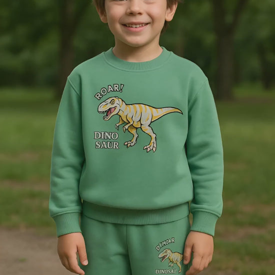 Boys Dinosaur Top & Pants Set Cotton Stretch Outfit

