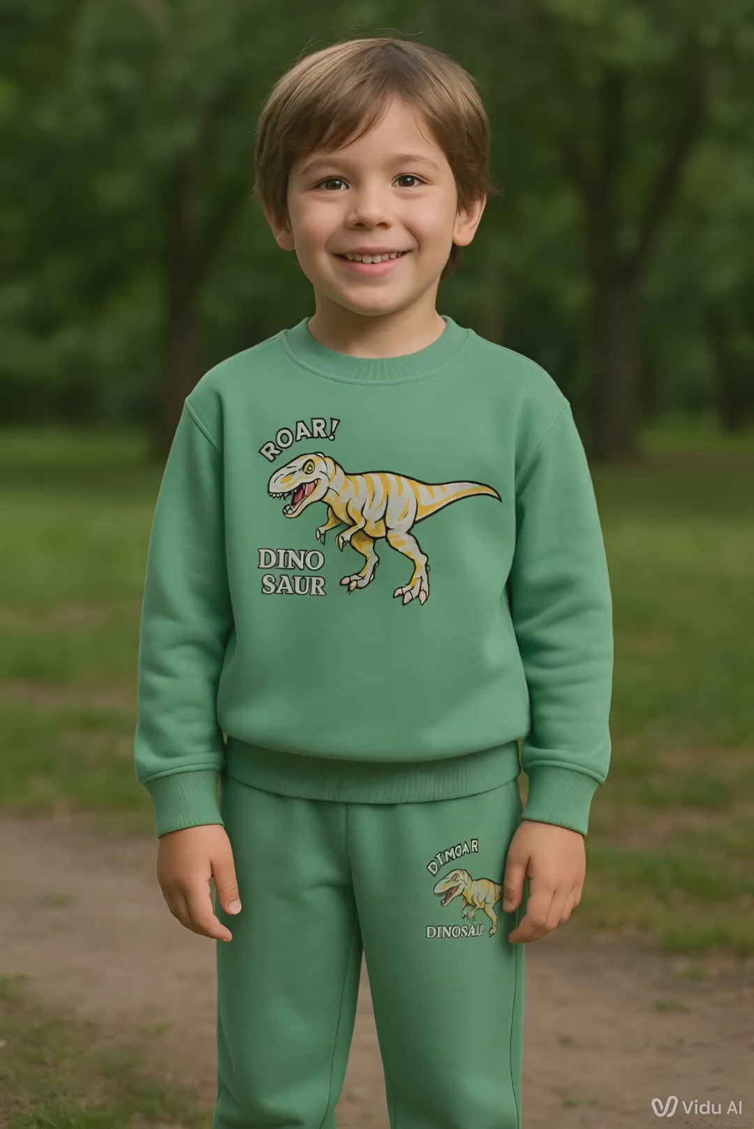 Boys Dinosaur Top & Pants Set Cotton Stretch Outfit

