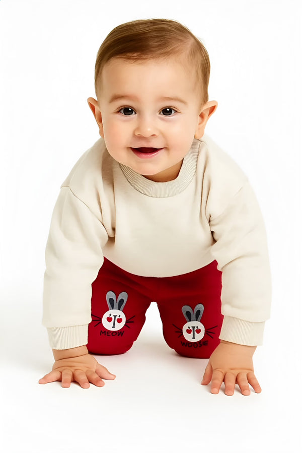 Kids Cotton Pants with Rabbit Print