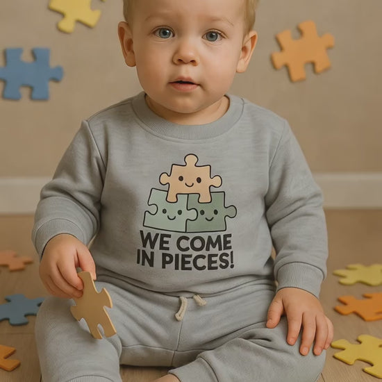100% organic cotton baby top and pants set with puzzle design – made in Turkey

