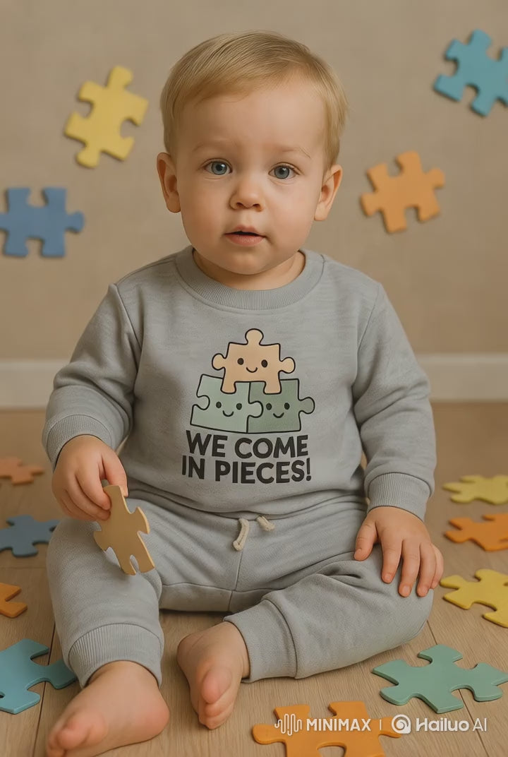 100% organic cotton baby top and pants set with puzzle design – made in Turkey

