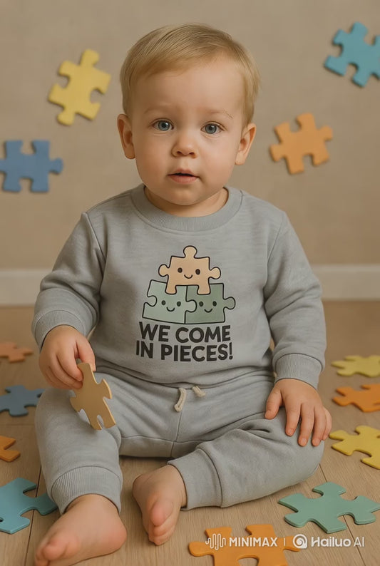 100% organic cotton baby top and pants set with puzzle design – made in Turkey

