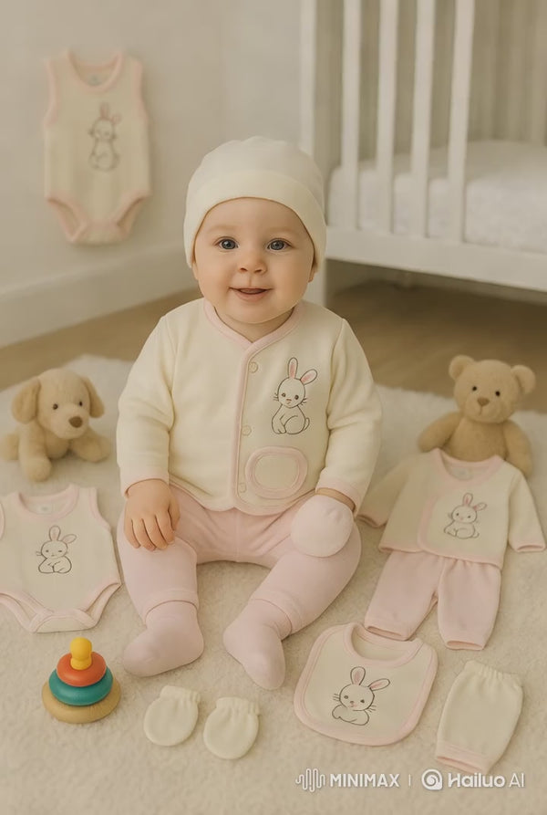 8-piece newborn baby clothing set – vibrant cotton outfit for 0–3 months – made in Turkey

