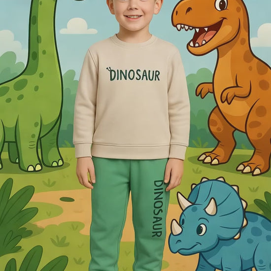 Boys Dinosaur Top & Pants Set Stretch Cotton Outfit

