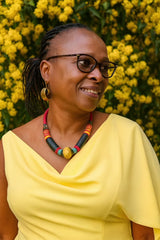 Handmade African Kofi Disc & Glass Bead Necklace