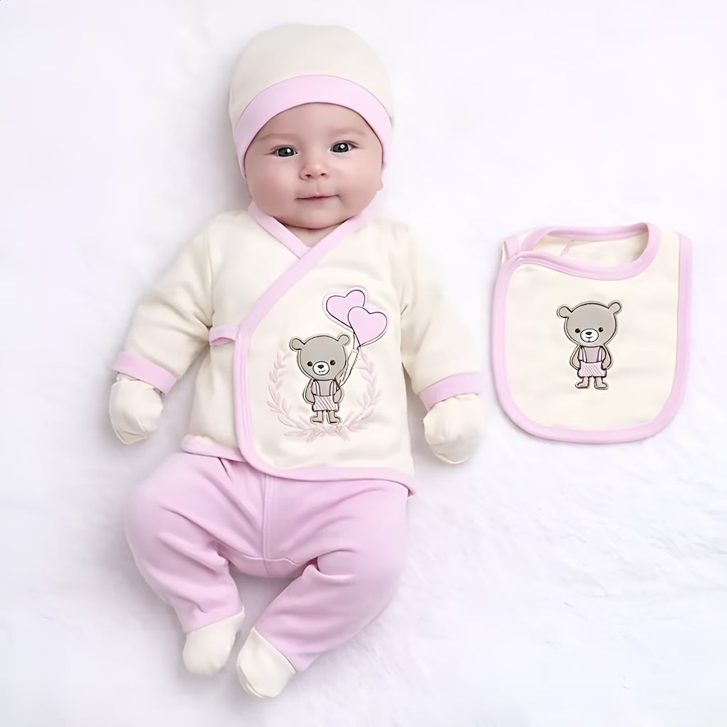 5-Piece Baby Set  Bear & Balloon Design for baby girl