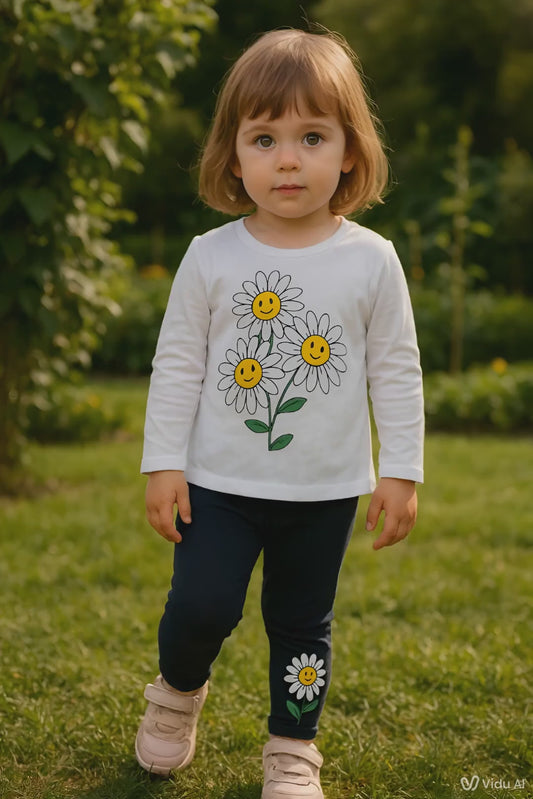 Girls top and pants set for toddlers – cotton elastane  – made in Turkey


