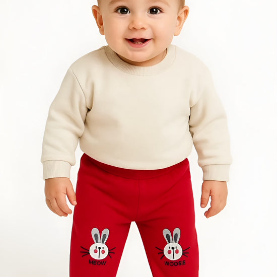 Kids Cotton Pants with Rabbit Print