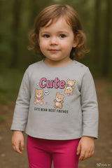 Baby girl top and pants set with bear print – 9 months to 3 years – made in Turkey

