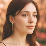 925 Sterling Silver Drop Earrings with Amber Stone