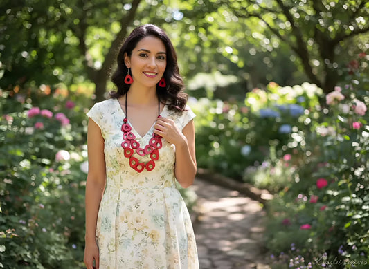 Red Tagua Fair Trade Necklace & Earrings Set