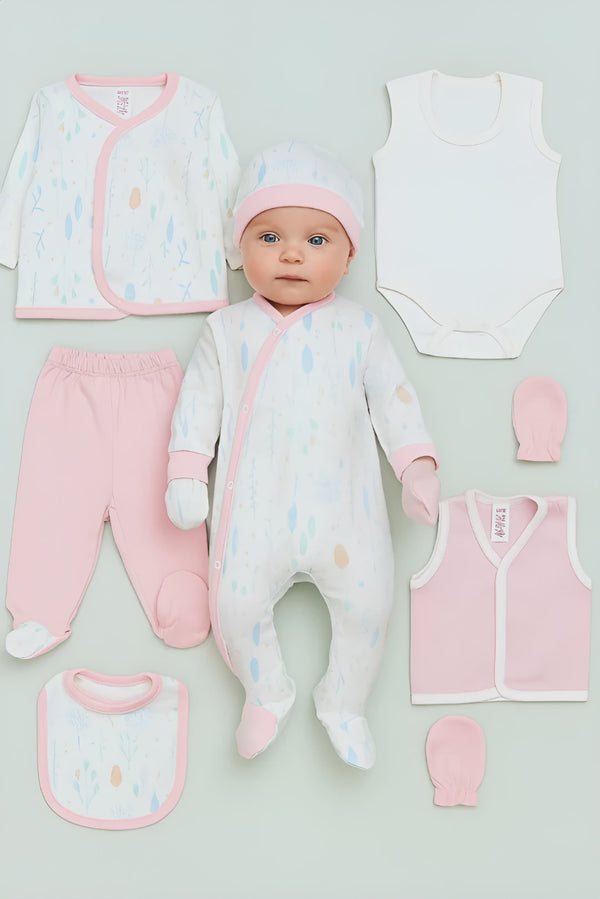 Bear design 8-piece newborn clothing set – 100% cotton, 0-3 months

