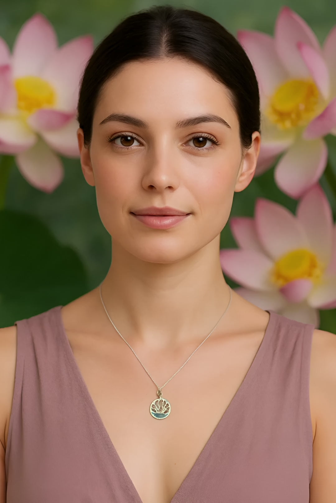 925 Sterling Silver Lotus Flower Pendant