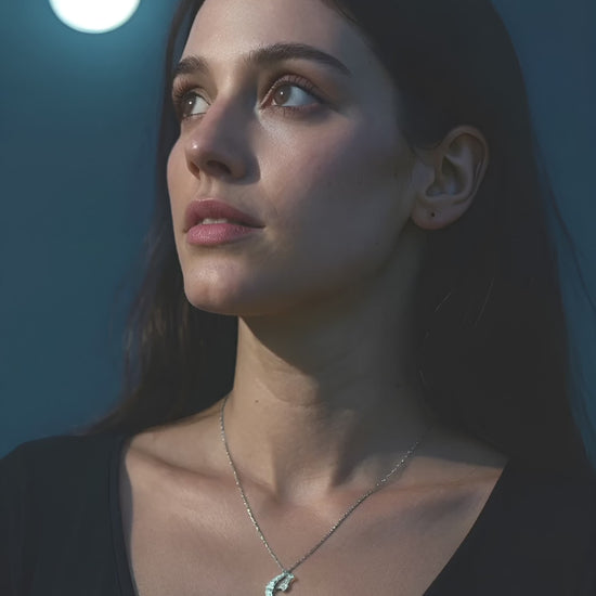925 Sterling Silver Moon Necklace with Zircon Gemstones