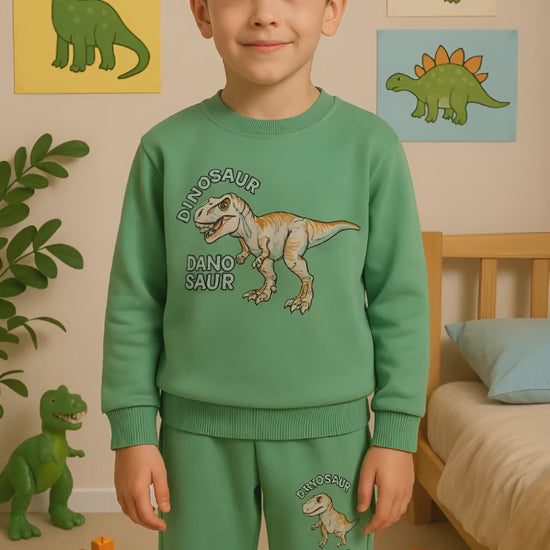 Boys Dinosaur Top & Pants Set Cotton Stretch Outfit

