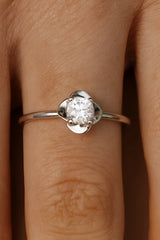 Sterling Silver Adjustable Ring with Round Cubic Zirconia